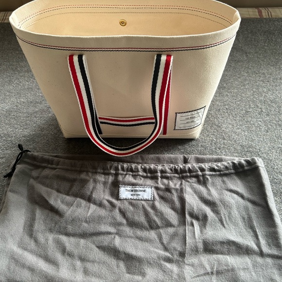 Thom Browne Off-White Small Tote - Picture 1 of 13